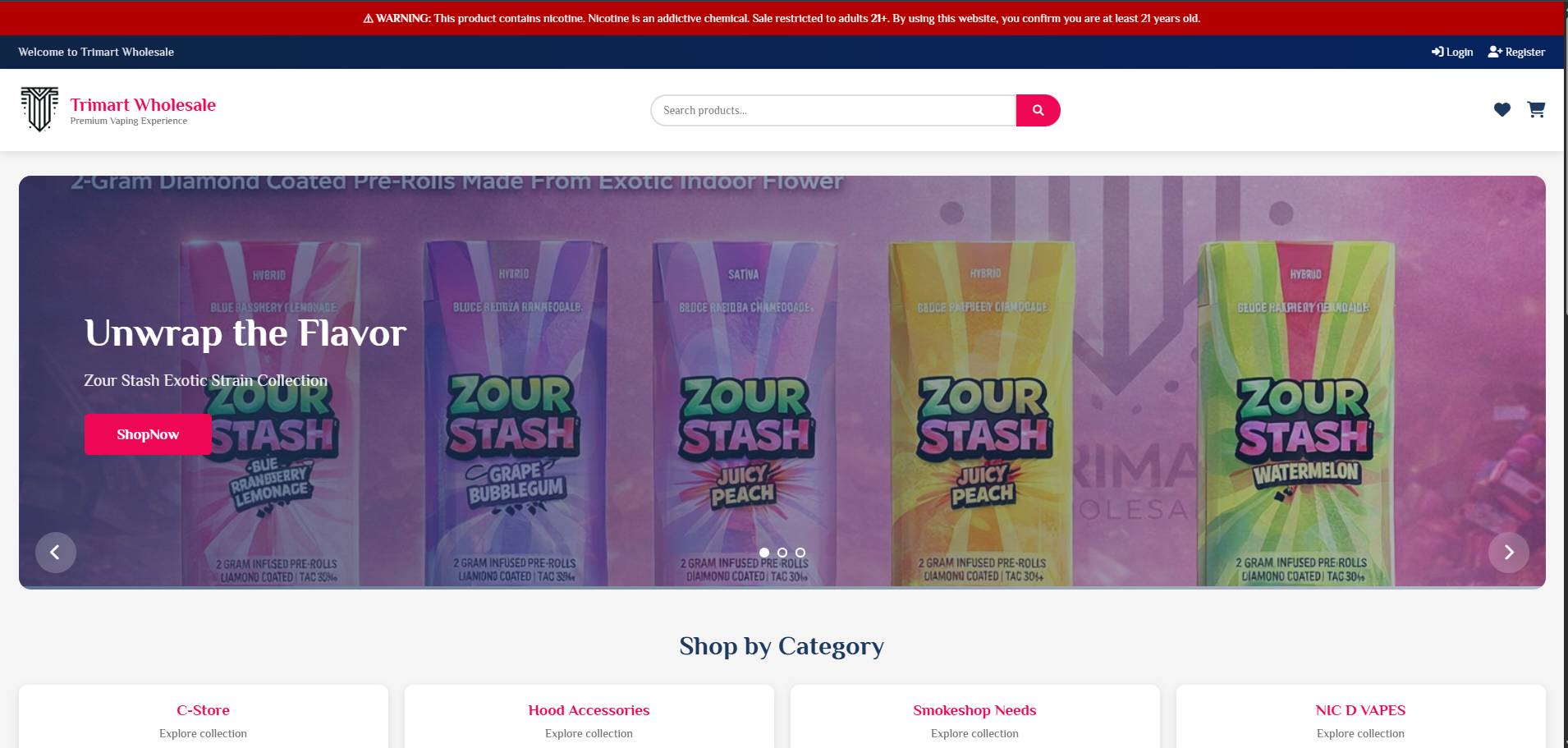 Trimart Wholesale E-commerce Platform Home Page